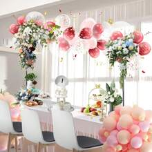 一套可调节金属气球拱门支架套装，坚固耐用的 82.8x39 英寸桌面立柱框架，适用于婚礼、生日、毕业典礼或任何派对活动 - 易于组装装饰