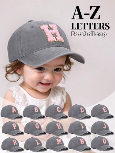 1piece 26 Letters Baby Baseball Cap, Vintage Trucker Baby Cap Hat | Country Cowboy Cute Preppy Retro Western Trucker Hats,Outdoor Cowboy Cap For 1-3Y Baby