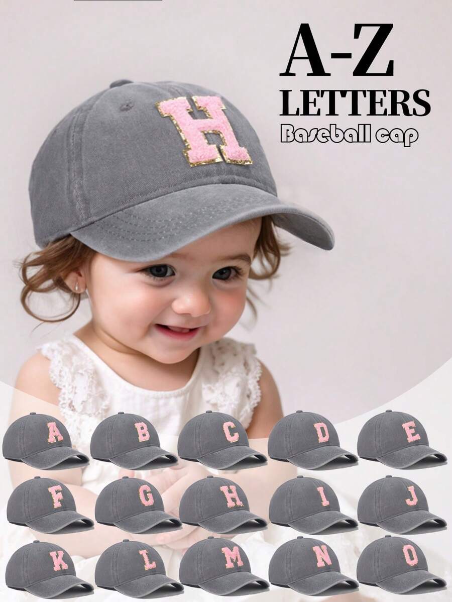 1piece 26 Letters Baby Baseball Cap, Vintage Trucker Baby Cap Hat | Country Cowboy Cute Preppy Retro Western Trucker Hats,Outdoor Cowboy Cap For 1-3Y Baby - 1PC - View 1