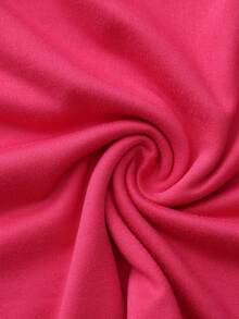 V Neck Plain Slit Crop Casual Ruched Halter Top - Hot Pink - View 10