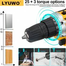 LYUWO Herramienta eléctrica LYUWO, Taladro eléctrico recargable de ión de litio de 21V, regulación de dos velocidades, rotación horaria y antihoraria, lámpara LED, posicionamiento de perforación preciso, peso ligero, fácil operación, durabilidad, equipado con batería de litio de gran capacidad, se presenta como regalo con dos brocas de taladro, apto para el hogar y la industria artesanal.