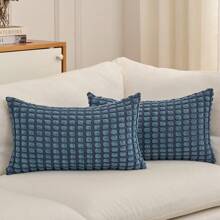 Oversized Boho Style Pillow Case, Fashionable Corduroy Soft Solid Color Square Decorative Pillow Cover, Suitable For Sofa, Bed, Car (Pillow Insert Not Included), Suitable For Party, Daily Home Use, All Seasons - Royal Blue - View 4