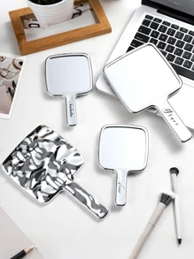 Personalized Wave-Shaped Vintage Handheld Makeup Mirror, Portable Square Mirror, Great Birthday Gift For Friends, Girlfriend, Family,Multi-Functional,Ornamental,Letter,Solid Color,Exquisite,Stylish,Vintage,Modern,Colorful,Leisure,Basics,Casual,Soft,Unique,Customized,Personalized,Custom,Ideal Gifts For Her,Girlfriend,Her,Boyfriend,Friends