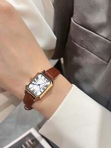 Relógio de quartzo vintage feminino, mostrador quadrado minimalista de alta qualidade, presente de aniversário