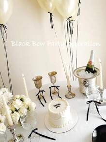 7pcs-Black Bows For Cake Decorating Ribbon Cake Topper With Happy Birthday Sign Themed Party Vintage Cake Decorations For Heart Cake - Black - View 8