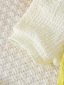 2pcs Baby/Baby Girl 3D Floral Crew Neck Top + Solid Simple Versatile Pants Set - Mustard Yellow - View 4