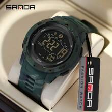 SANDA. SANDA Men Smart Electronic Watches Pedometer Calories 50M Waterproof Fitness Timer Alarm Clock Date LED Digital Watch Military Outdoor Sports Swimming Multifunction Wristwatch
