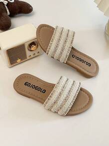 2025 Summer New Fairy Small Fragrant Slippers Girls Fashion Outside To Wear Slippers Soft Bottom Lightweight Sandals - Beige - View 7