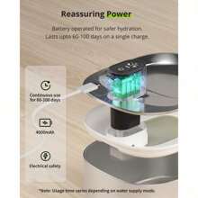 Wireless Cat Water Fountain, 135 Fl Oz/4L Stainless Steel Cat Fountain Battery Operated With Water Level Window, 3 Work Modes, Cordless Pet Fountain For Cats, Dogs, Pets, Inside, Black