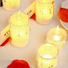 24 Pcs LED Electronic Candles, Crystal Mini Realistic Birthday Decorative Candle Holders, Transparent Dripping Romantic Atmosphere Candles, Tea Lights, Birthdays, Parties, Weddings, Holiday Decorations, Electronic Candle Lights With Batteries, LED Candles, Fake Candles, Candle Lights, Flameless Candles, Gifts, Home Decor