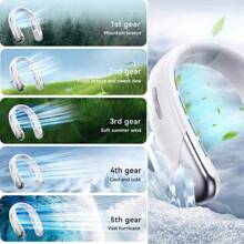 [3rd Gen Neck Hanging Fan] 100-Speed Vortex Airflow Hands-Free Cooler - Ultra-Light USB-C Rechargeable Bladeless Fan For Gym/Travel/Office, Noiseless 3D Cooling & Ergonomic Fit