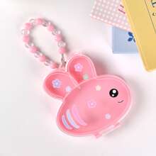 1PC Chic - Organizer na biżuterię z koralików w kształcie królika, owada, grzyba z uroczym kwiatowym zdobieniem - przenośne pudełko do przechowywania akcesoriów do włosów, kosmetyków i małych przedmiotów z polerowanym wykończeniem, wielofunkcyjny plastikowy pojemnik