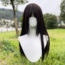 22 Inch High Level Long Straight Hair Synthetic Heat-Resistant Fiber Wig With Bangs For Women's Daily Party Christmas Wear