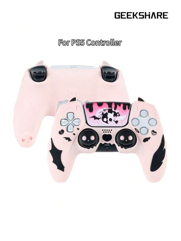 GeekShare 4pcs Skull & Demon Silicone Controller Grip Covers, With 2 Thumb Grip Caps And 1 Sticker