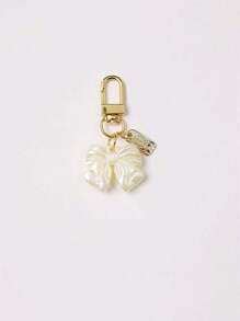 Butterfly Pearl Charm Love Pearl Chain Keychain Charm Bag Pendant Charm Creative Birthday Gift Cute Keychain Creative Small Gifts Ladies Keychain Headphone Bag Pendant Rose Flower Pendant Tiny Delicate Keychain Bow Flower Square Bag Pendant Ins Pendant Bluetooth Headphone Case Bag Pendant Travel Essentials Travel Accessories Travel Must Haves - White - View 2