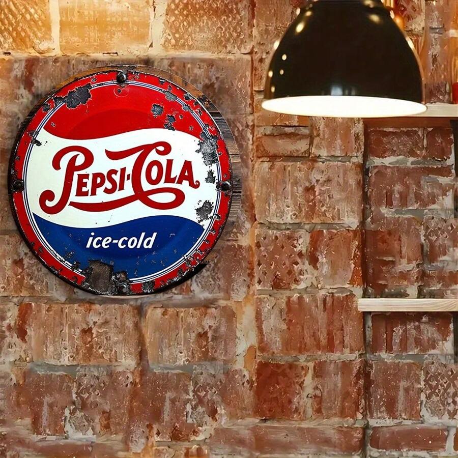 Vintage-Style Cola Round Sign, 8x8 Inch - Rustic Wall Art For Kitchen, Garden, Office | Ideal For Holiday & Spring Festival Decorations, Outdoor Wall Decor Gifts Birthday Graduation