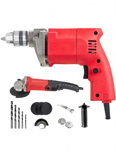 Taladro Electrico 2 en 1, 120V Taladro de Impacto y Amoladora Angular de 2 Piezas