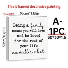 1pc Farmhouse Home Decoration, Family Room Decoration, Warm Home Decoration, Family Famous Words Wooden Board, Shelf Decoration, Wooden Board Box Logo, Being A Family Means You Will Love And Be Loved Logo, Aesthetic Home Wall Art, Gift , Creative Home Wall Decoration, Bedroom, Living Room, Kitchen, Bathroom, Cafe, Dormitory Wall Art Canvas Poster Gifts Birthday Graduation