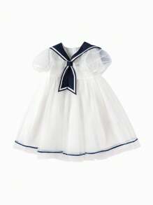 Balabala Girls' Bowknot Mesh Princess Dress, Sweet & Elegant Look - Original White - View 4