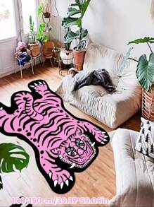 1 件不对称形状老虎地毯，卧室床边垫