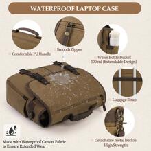 NEWHEY 15.6 Inch Laptop Canvas Briefcase For Men, Large Capacity With Adjustable Shoulder Strap - Multicolor - View 8