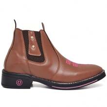 Women's Texan Boot Soft Country Cowboy Square Toe Comfortable Zipper And Rivets - Đinh tán Caramel - Xem 4