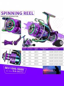 SOUGAYILANG 旋转式渔线轮 1000-5000 系列，高速旋转式渔线轮，齿轮比 5.0:1/4.7:1，旋入式手柄，轻便顺滑渔线轮，淡水咸水，适合旅行礼物度假鲈鱼鳟鱼垂钓 - 彩色 - 查看 8