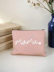 Printed With Letters Mama Multi Functional Canvas Bag, Makeup Bag - Lightweight And Odorless Polyester Travel Wash Bag,Portable Makeup Bag, Perfect Travel Organizer For Cosmetics And Stationery, Canvas Bag,Fashionable Multifunctional Makeup Bag, Mother Makeup Bag, Travel Essentials, Dormitory Supplies, Bathroom Storage, Jewelry Storage, Lip Oil And Cosmetics Storage Bag School Supplies Pouch Make Up Bag Holiday Essentials,Mother's Day Gift