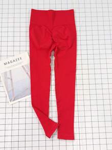 Legging Fitness Wanita Tanpa Jahitan Elastis Tinggi, Celana Pendek Yoga Olahraga Musim Semi dengan Pinggang Tinggi Bergaris Elastis Ketat untuk Mengangkat Bokong - Rose Red - View 6