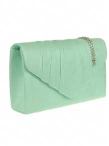 Girly Handbags Womens Faux Suede Pleated Clutch Bag - Mint Green - View 3