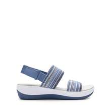 Women Low Wedge Walking Sandals 1.5-Inch Wedge Heel Lightweight Soft Footbed Flat Sandals Comfortable Indoor Outdoor EVA Outsole Shoes - 藍色 - 查看 5