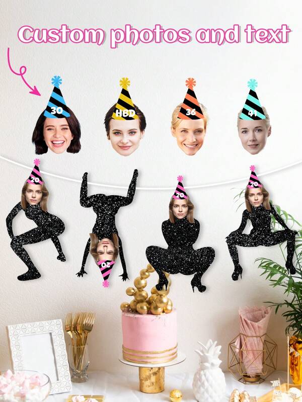 Banner de foto de perfil personalizado, decoração de festa de aniversário, banner de rosto twerk de aniversário, banner de rosto de foto de aniversário personalizado, banner de aniversário personalizado para qualquer idade, 30º aniversário