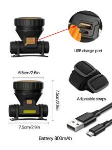 1pc Strong Light LED Headlamp Outdoor Fishing Headlight, USB Rechargeable Head Lamp Built-In Battery Camping Running Lantern - White Light - View 10