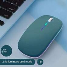 Draadloze muis LED Slim Dual Mode (Bluetooth 5.2 en 2.4G draadloos) Oplaadbare LED draadloze muis met 3 instelbare DPI Compatibel met iPad OS 13, laptops