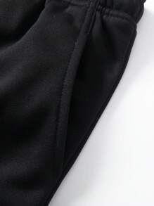 Men's Outdoor Sports Casual Drawstring Short Sleeve T-Shirt & Shorts Set, Suitable For Spring & Summer - Black - View 5