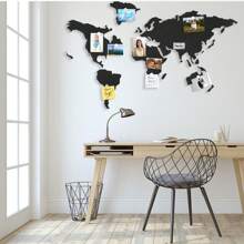 RIMEMO Black Cork Board Map Of The World With Push Pins Self Adhesive World Map Pin Board Travel Map Cork Boards For Photos And Messages World Map Wall Art For Home Decor - Black - View 8