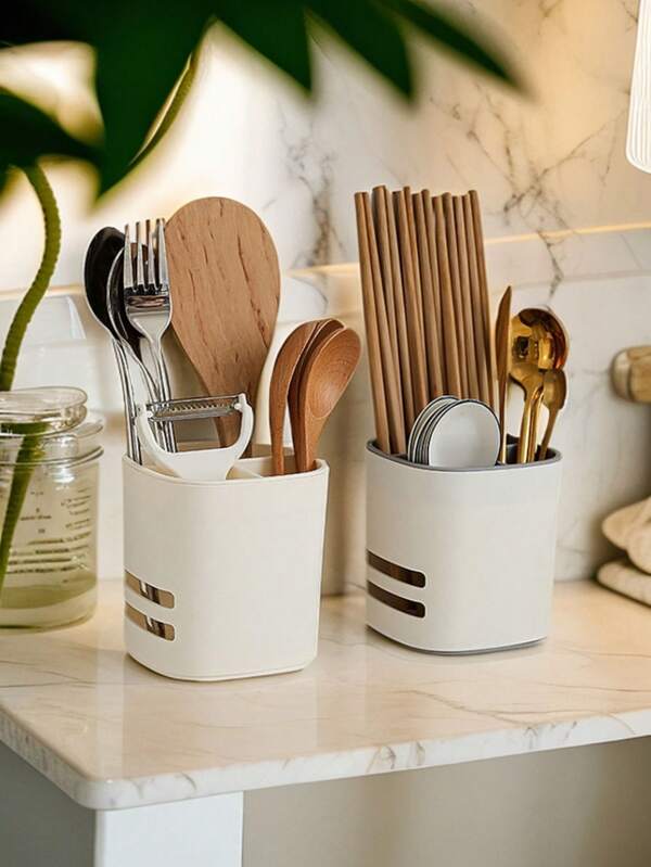 1 pieza Organizador de cubiertos con compartimentos montado en la pared, de estilo minimalista, desmontable y lavable para uso en múltiples escenarios, caja de almacenamiento con drenaje