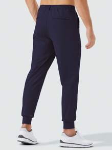Men's Lightweight Golf Joggers Pants, 4-Way Stretch Slim Fit Sweatpants With Zipper Pocket For Running, Workout & Athletic Work Wear - Navy Blue - View 3