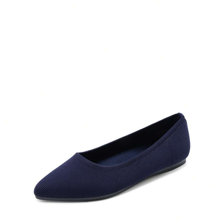 Women's Knit Dress Pointed Toe Flats Ballet Comfort Soft Slip On Casual Flat Shoes For Work Office Business