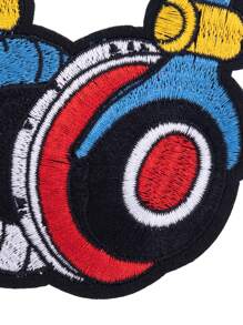 1个蓝色音乐耳机熨烫贴片，DIY服装配饰材料，刺绣缝纫熨烫贴花装饰贴片，适用于衣服、鞋子、包包，夏季、学校 - 彩色 - 查看 6