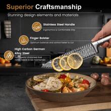 14 Piece Kitchen Knife Set With Block And Built-In Sharpener,  Full Tang Knives Sets German Stainless Steel, Dishwasher Safe Silver