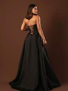 Elegant Strapless Graduation Party Dress Code 110 - Black - View 2