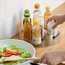 1pc Rotating Refrigerator Storage Rack, Suitable For Cabinets, Kitchen Countertops, Pantries, 360° Non-Slip Rotating Tray For Kitchen Organization, Also Can Be Used As Desktop Decor, Holiday Or Christmas Gift