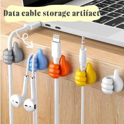 5/10pcs Random Color Creative Thumb/Pinky Finger Shaped Multi-Function Cable Organizer Hooks