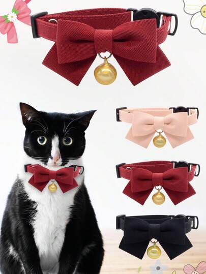 Pet Bow, Cute Pet Accessories, Adjustable Cat And Dog Pet Necklaces, Anti Suffocation Buckle, Suitable For Holiday And Daily Wear