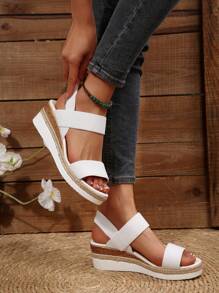 Sommer Neue Komfortable Damenschuhe, Elastischer Schlupfschuh, Wasserfeste Plateau Lässig Kreuz-Riemen Damen Keil Plateau Sandalen mit dicker Sohle