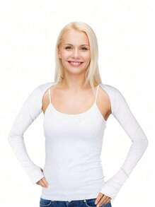 1pc UV Protection Golf Arm Sleeves, Outdoor Sports Cycling Unisex Ice Silk One Shoulder Sleeve - White - View 3