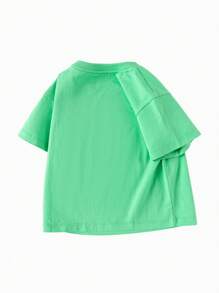 Balabala Camiseta con estampado de dibujos animados de algodón para niños, camiseta de verano informal y elegante