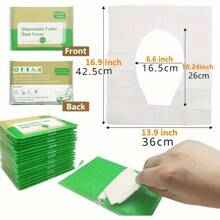 100pcs Disposable Water-Soluble Toilet Seat Covers, Portable Toilet Seat Stickers, Travel & Business Toilet Seat Pads, Toilet Accessories, Essential Items For Women Travel Bag, Camping Equipment - Green - View 6