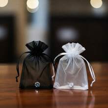 Kit 100 Units Organza Bag 7x9 White Wholesale - màu đen - Xem 2